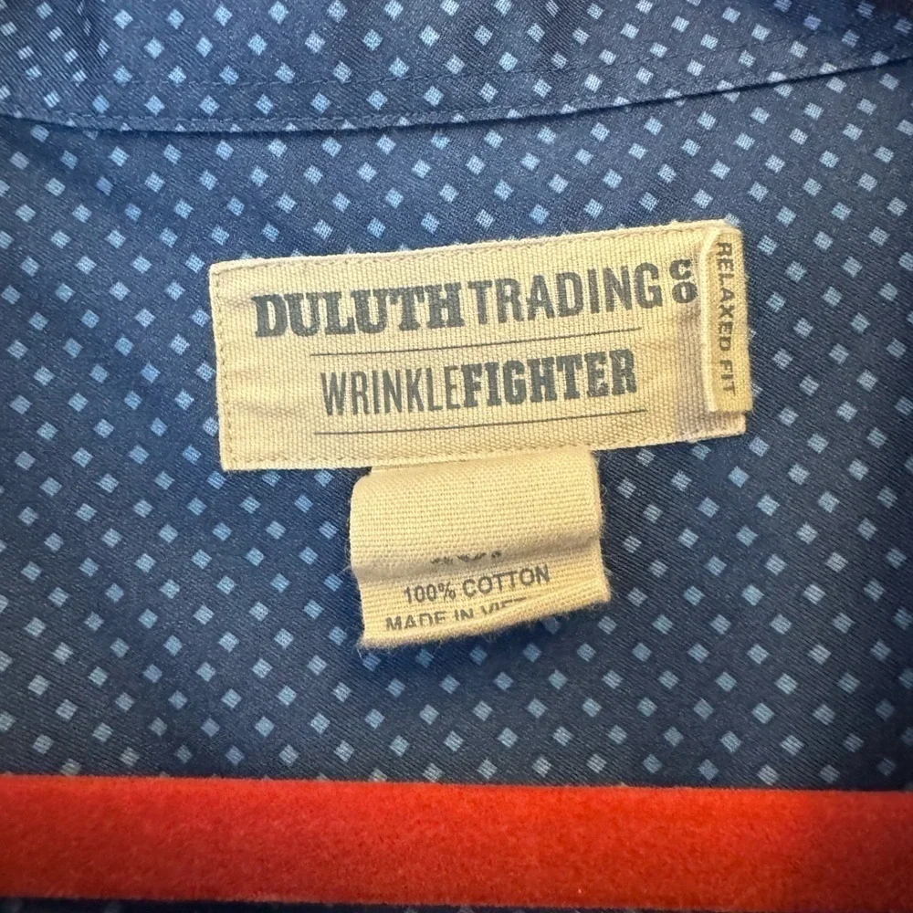 Duluth Trading Co Wrinkle Fighter Relaxed Fit Button Down Collared Blue Sz 3XL